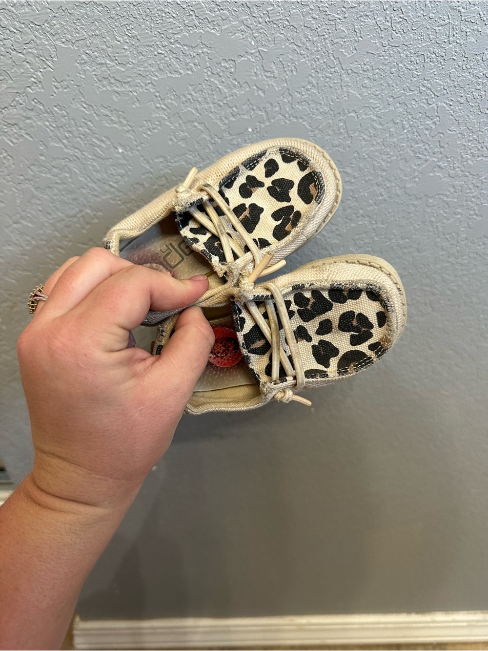 Kids Hey Dude Leopard Print Canvas Boat Shoes - Tan